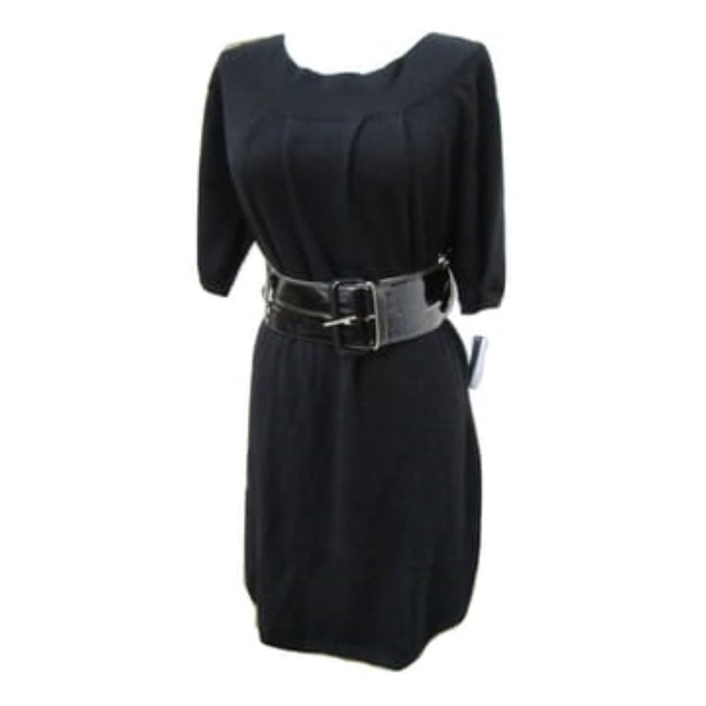 NWT - CHELSEA & THEODORE Black 100% Cashmere Round Scooped Neck Dress  Size L